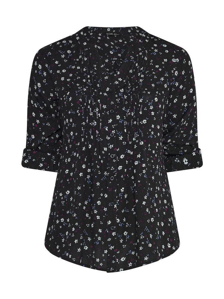 Yours Curve Black Pintuck Blouse - Image 5 of 5