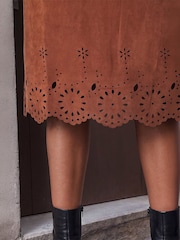 Marrón - Falda de tubo de antelina cortada a láser de Roman - Imagen 4 de 4