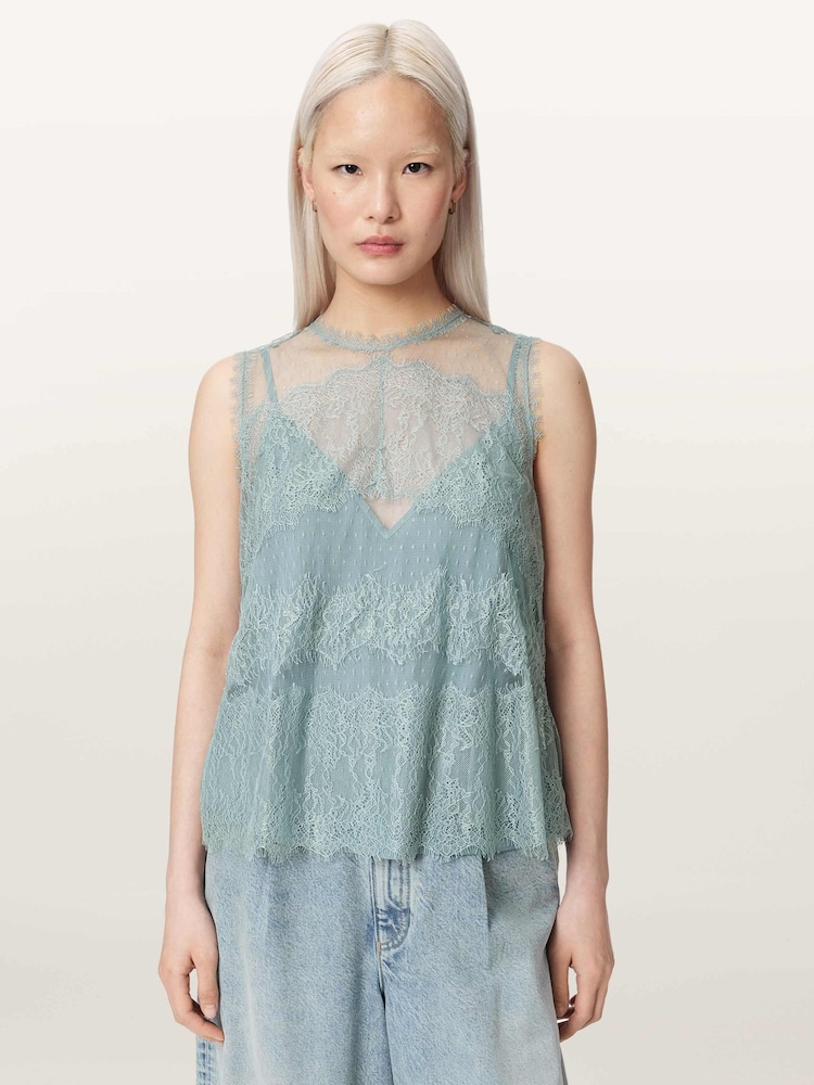 AllSaints Blue Clara Top - Image 1 of 6
