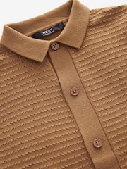 Rust Brown Textured Knitted Polo Shirt (3-16yrs) - Image 4 of 4