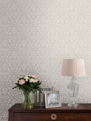 Laura Ashley Dove Grey Annecy 10M Wallpaper - Image 1 of 4