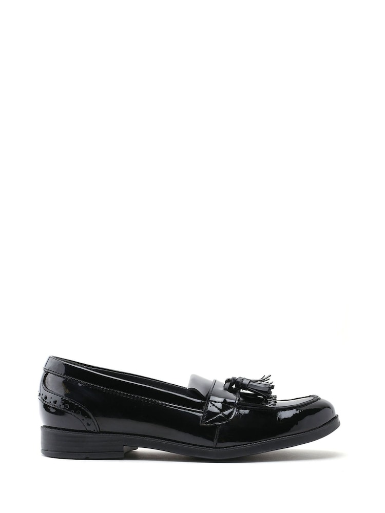Start Rite Girls Sketch Slip On Black Leather School Shoes - F Fit - Image 1 of 6