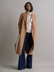 Reiss Camel Emile Wool Blend Belted Blindseam Coat - Image 1 of 6