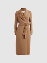 Reiss Camel Emile Wool Blend Belted Blindseam Coat - Image 2 of 6