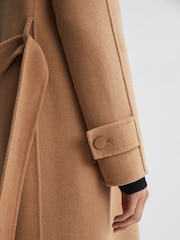 Reiss Camel Emile Wool Blend Belted Blindseam Coat - Image 5 of 6