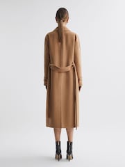 Reiss Camel Emile Wool Blend Belted Blindseam Coat - Image 6 of 6