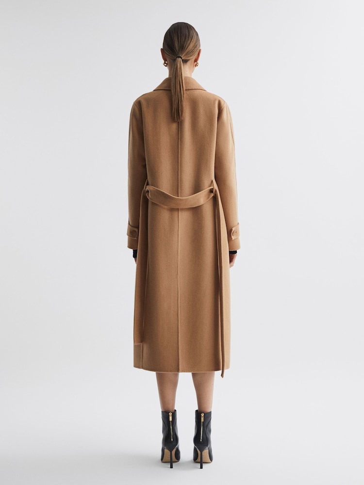 Reiss Camel Emile Wool Blend Belted Blindseam Coat - Image 6 of 6