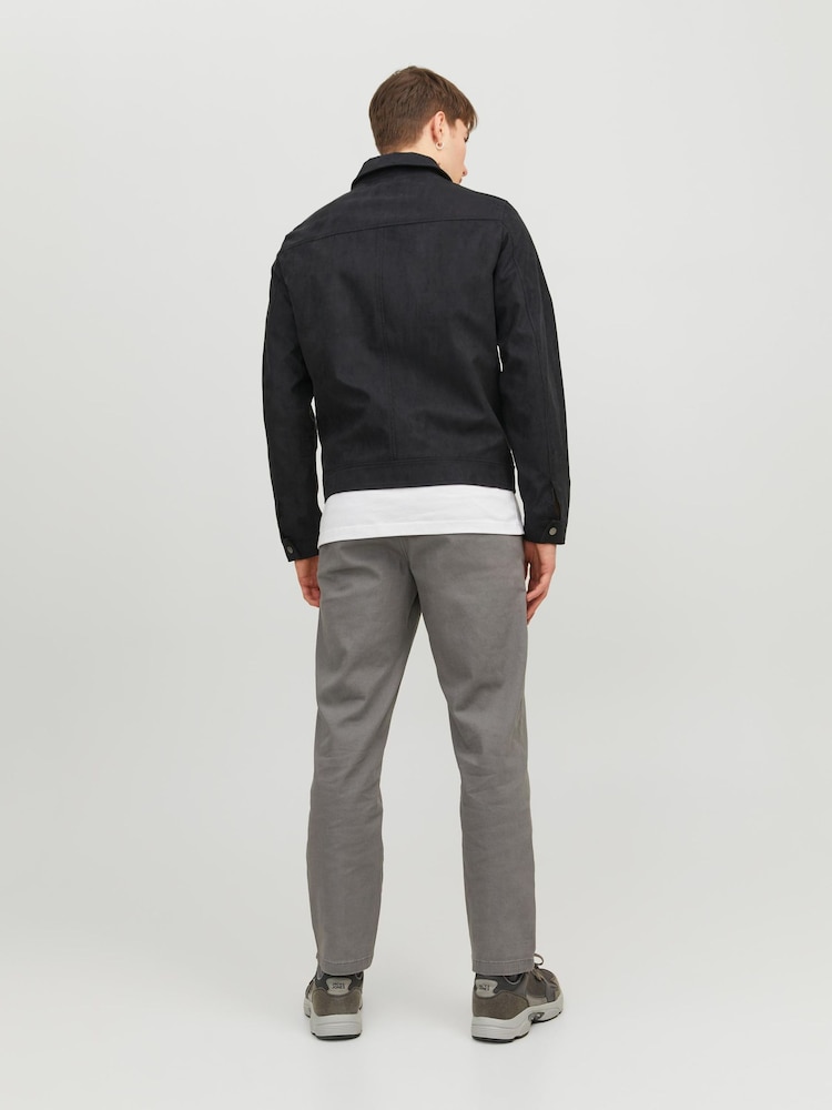 JACK & JONES Black Faux Leather Utility Zip Up Jacket - Image 2 of 7