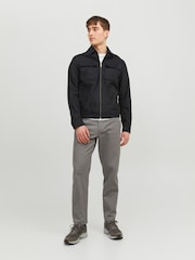 JACK & JONES Black Faux Leather Utility Zip Up Jacket - Image 3 of 7