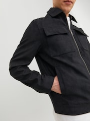 JACK & JONES Black Faux Leather Utility Zip Up Jacket - Image 5 of 7