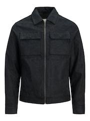 JACK & JONES Black Faux Leather Utility Zip Up Jacket - Image 7 of 7