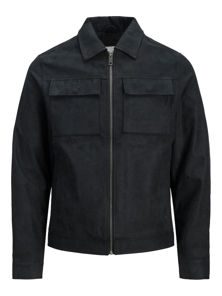 JACK & JONES Black Faux Leather Utility Zip Up Jacket - Image 7 of 7