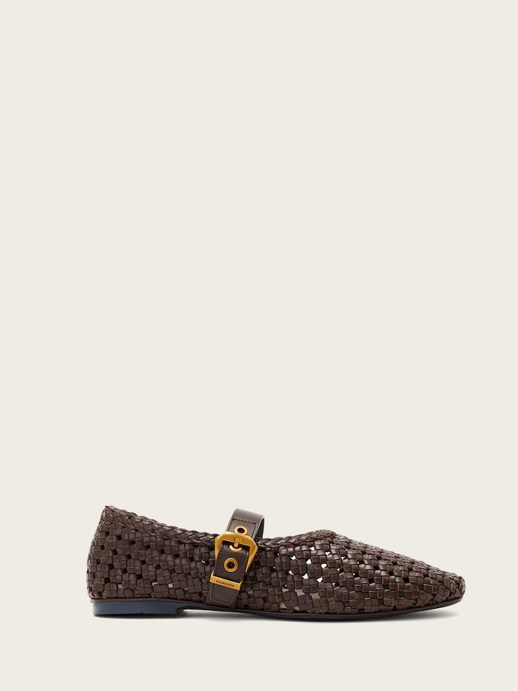 AllSaints Brown Sabine Woven Flats - Image 1 of 5