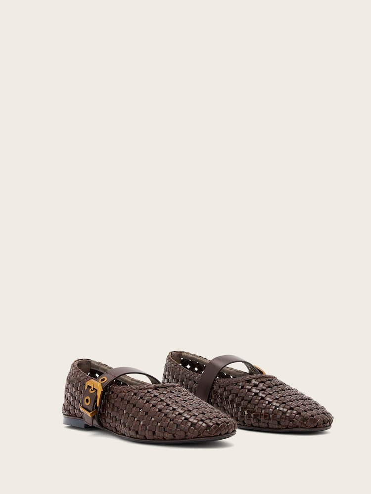AllSaints Brown Sabine Woven Flats - Image 2 of 5