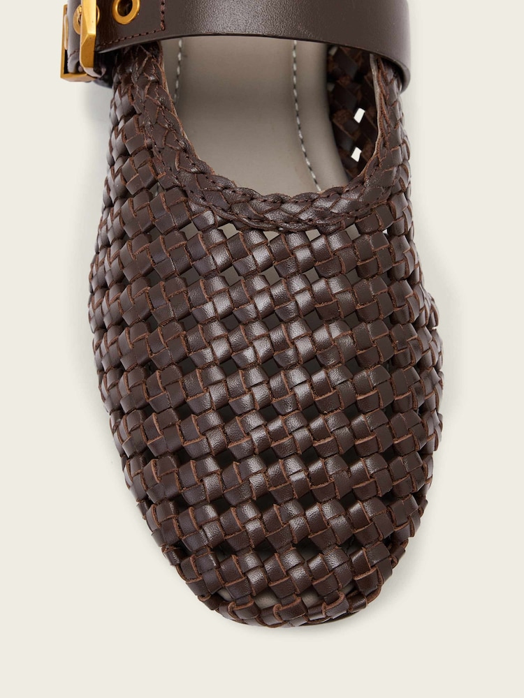AllSaints Brown Sabine Woven Flats - Image 5 of 5