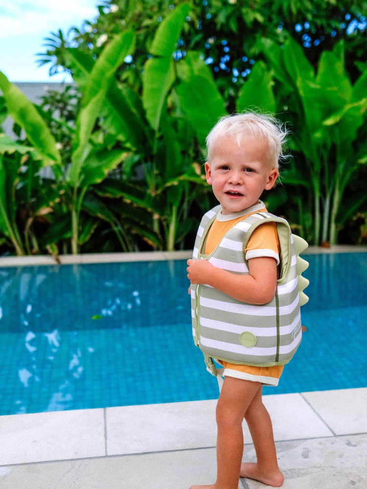 Sunnylife Green Stripe Into The Wild Swim Vest - Image 1 of 5 Sunnylife Green Stripe Into The Wild Swim Vest - Image 1 of 5