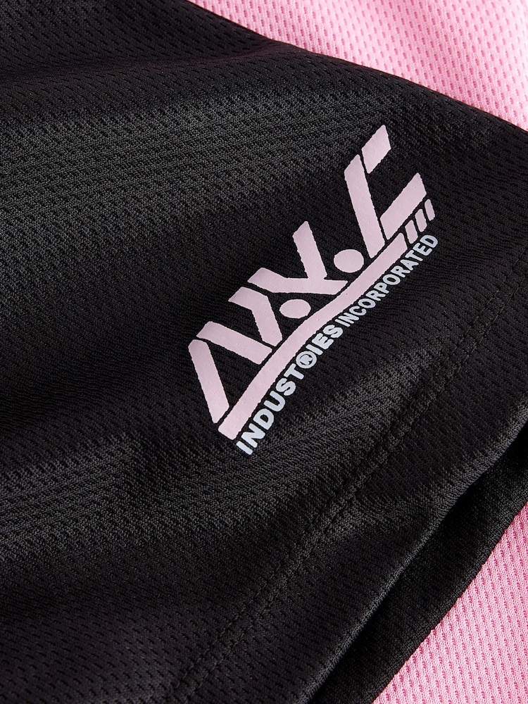 Pink/Black Mesh T-Shirt and Shorts Set (3-16yrs) - Image 4 of 4