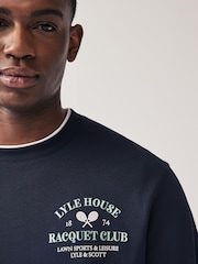 Lyle & Scott Navy Blue Racquet Club Graphic Back Print Sweatshirt - Image 5 of 5