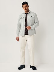 Grey Brushed 100% Cotton Twin Pocket Shacket - Image 3 of 8