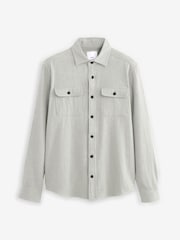 Grey Brushed 100% Cotton Twin Pocket Shacket - Image 7 of 8