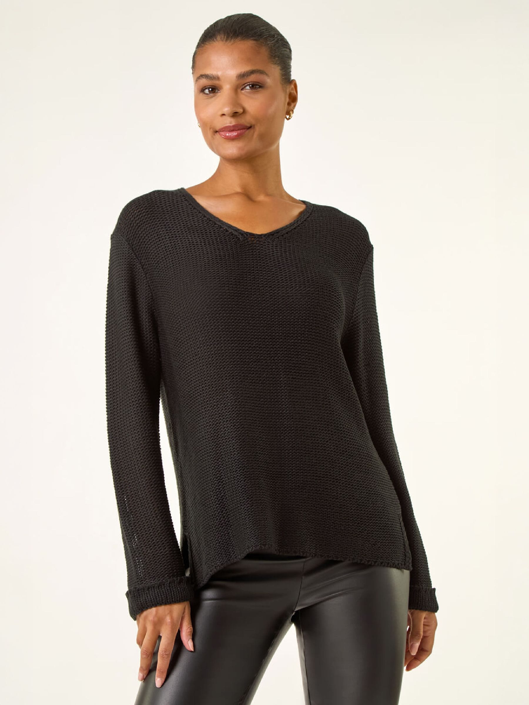 Roman Women's Black Soft Knitted Jumper In | Size: Large - Image 2