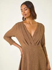 Roman Natural Textured Wrap Midi Dress - Image 4 of 4