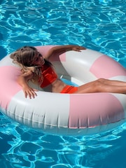 Sunnylife Pink Luxe Tube Pool Ring Stole My Heart Stripe - Image 1 of 5