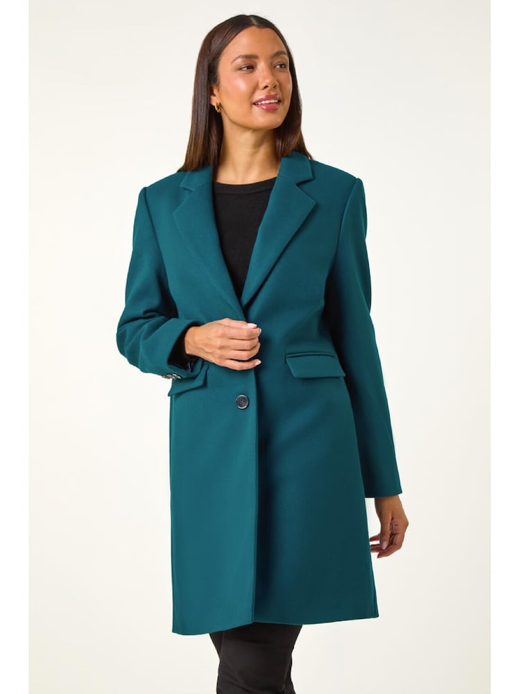 Roman Teal Blue Tailored Single Breasted Coat - Image 4 of 4