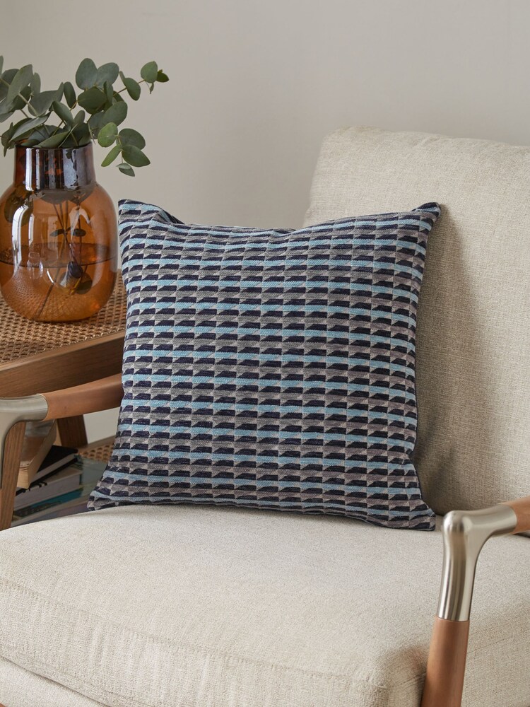 Navy Blue Harvey Geometric 43 x 43cm Cushion - Image 1 of 1