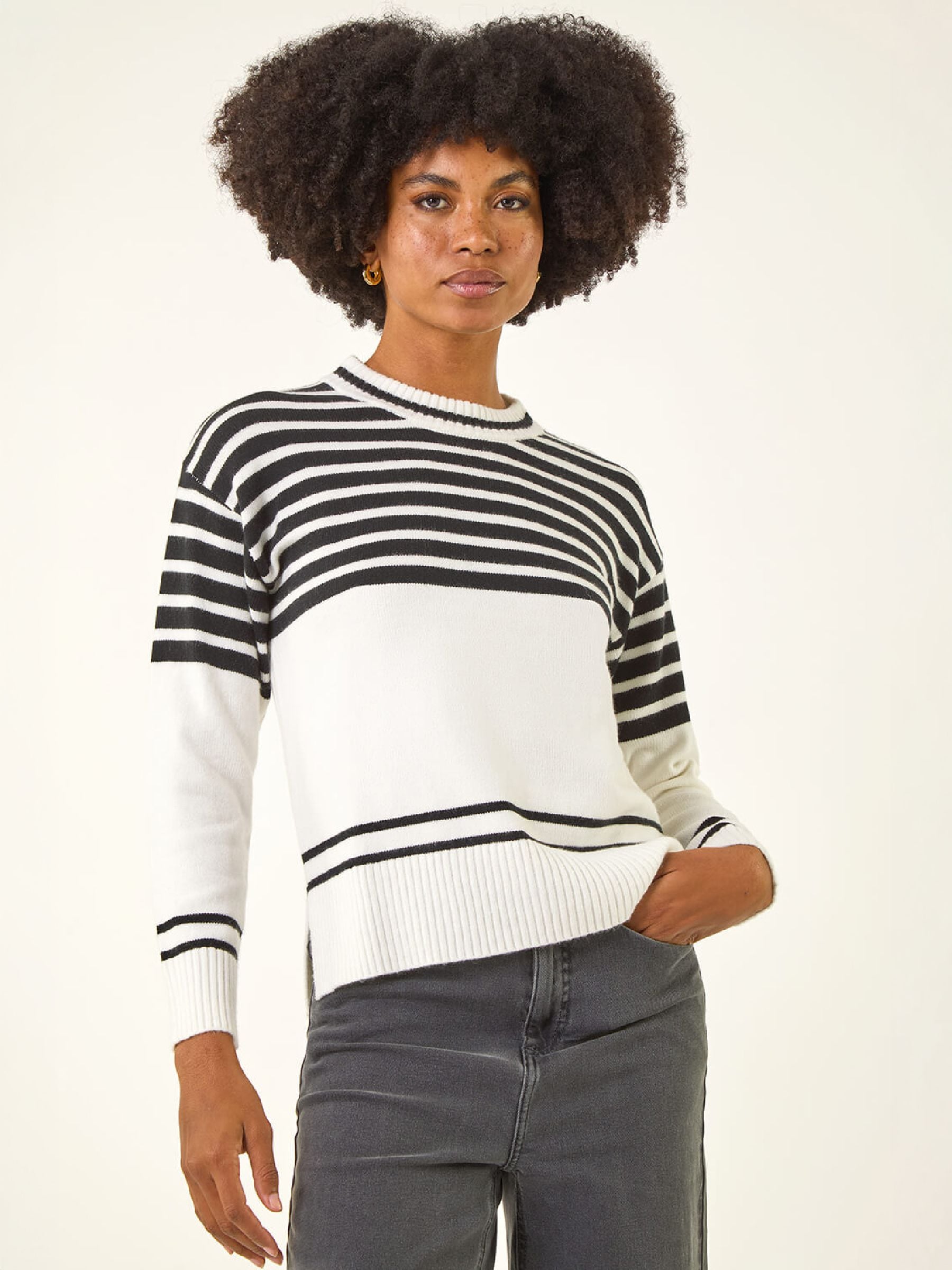 Roman Ivory Soft Stripe Knit Jumper - Image 7