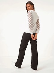 Roman White Polka Dot V-Neck Sleeve Knit Jumper - Image 2 of 4