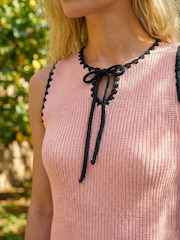 Roman Pink Sequin Tie Front Knit Vest - Image 4 of 4
