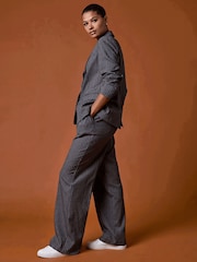 Roman Grey Stripe Wide Leg Trousers - Image 1 of 4