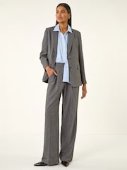 Roman Grey Stripe Wide Leg Trousers - Image 3 of 4
