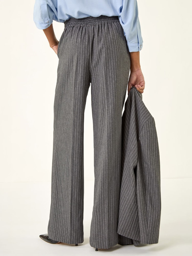 Roman Grey Stripe Wide Leg Trousers - Image 4 of 4