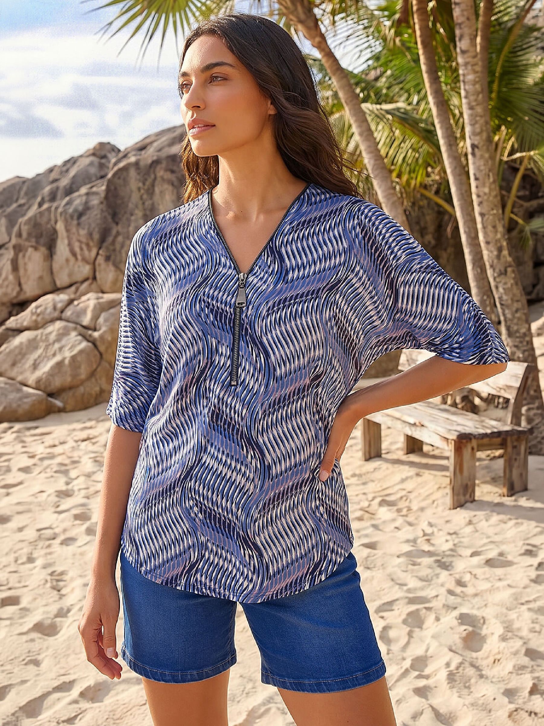 Buy Roman Printed Zip Front Top from Next Japan