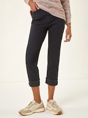 Roman Black Slim Leg Turn Up Stretch Jeans - Image 4 of 4