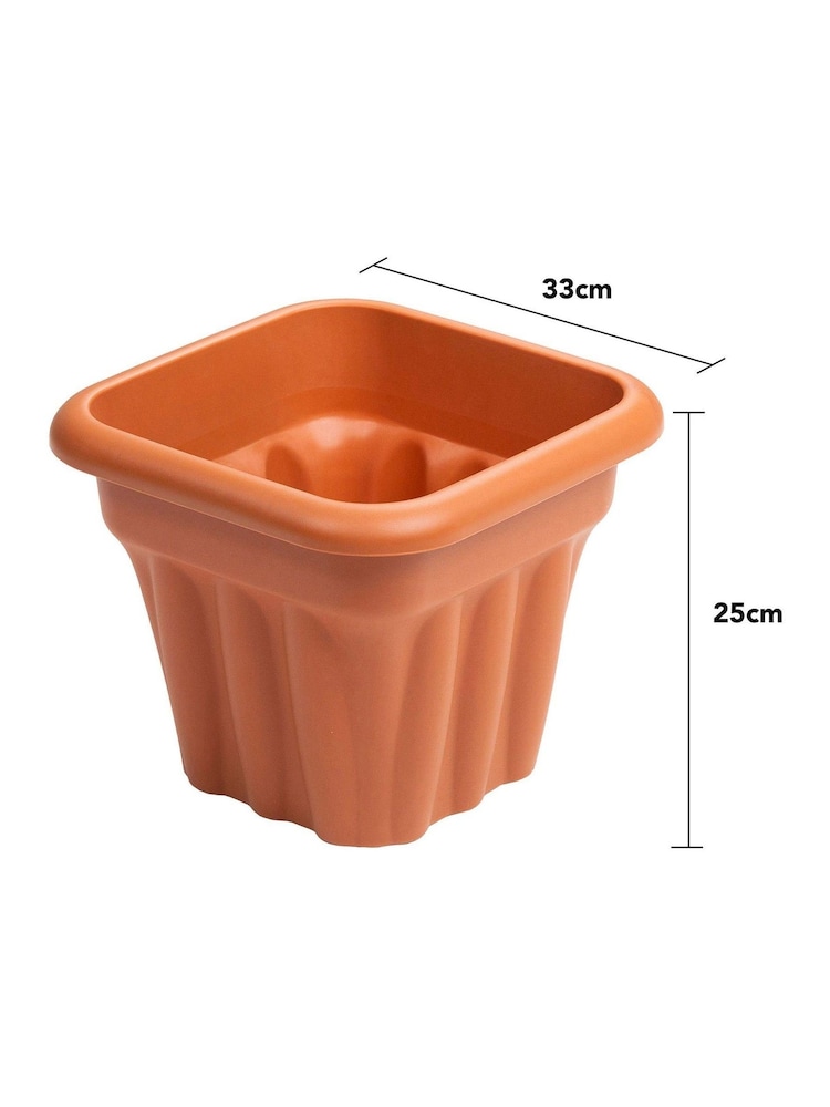 Wham Set of 5 Brown Garden Vista 33cm Plastic Square Planters - Image 3 of 3