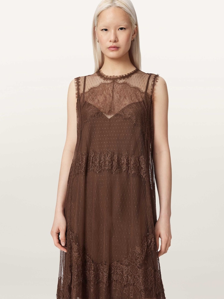 AllSaints Brown Clara Dress - Image 1 of 6 AllSaints Brown Clara Dress - Image 1 of 6