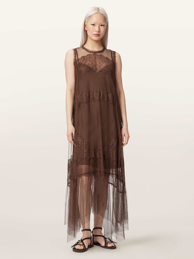 AllSaints Brown Clara Dress - Image 2 of 6 AllSaints Brown Clara Dress - Image 2 of 6