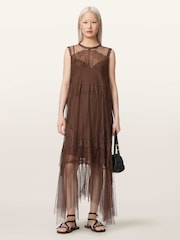 AllSaints Brown Clara Dress - Image 5 of 6