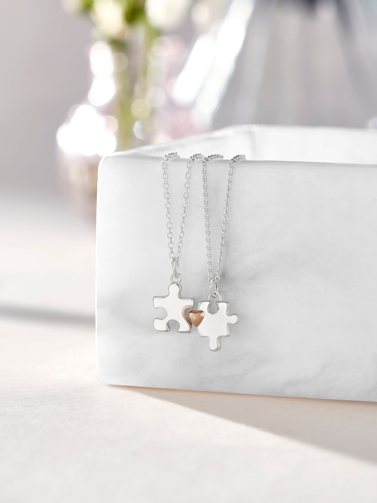Beaverbrooks Sterling Silver Ladies & Childrens Jigsaw Necklace Set - Image 1 of 7