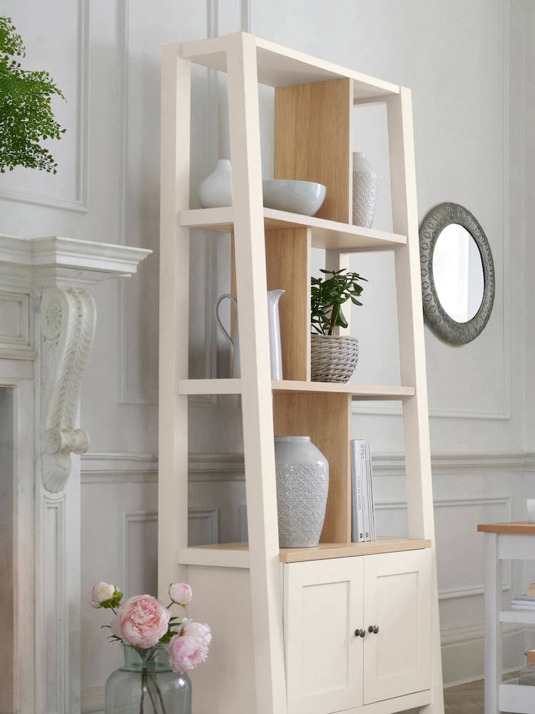 Cream Malvern Oak Effect Storage Ladder Shelf - Image 2 of 9