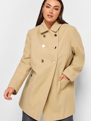 Yours Curve Natural Collared Peacoat - Image 1 of 4
