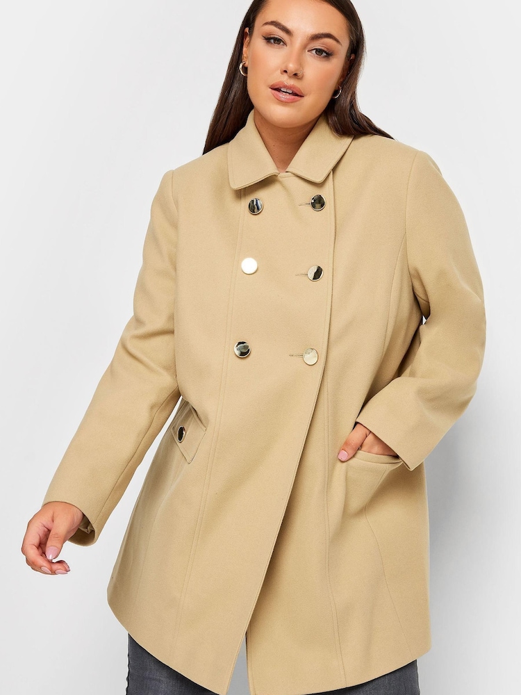 Yours Curve Natural Collared Peacoat - Image 1 of 4 Yours Curve Natural Collared Peacoat - Image 1 of 4