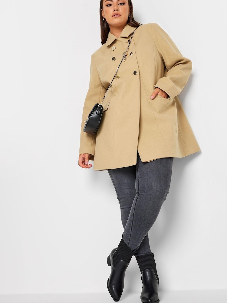 Yours Curve Natural Collared Peacoat - Image 2 of 4 Yours Curve Natural Collared Peacoat - Image 2 of 4