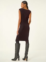 Roman Red Shimmer Cowl Neck Stretch Dress - Image 4 of 4