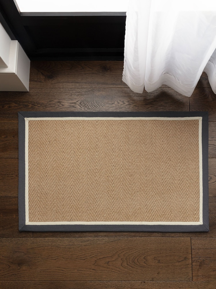 Asiatic Rugs Slate Cream Bordo Herringbone Doormat - Image 1 of 4 Asiatic Rugs Slate Cream Bordo Herringbone Doormat - Image 1 of 4