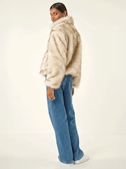Chaqueta bomber relajada de piel sintética con ribete Roman - Imagen 2 de 4
