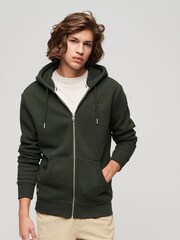 Оливково-зеленые - Худи на молнии с логотипом Superdry Essential - Image 1 of 6